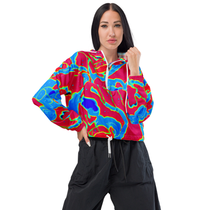 Women's Cropped Windbreaker - Electric Bloom