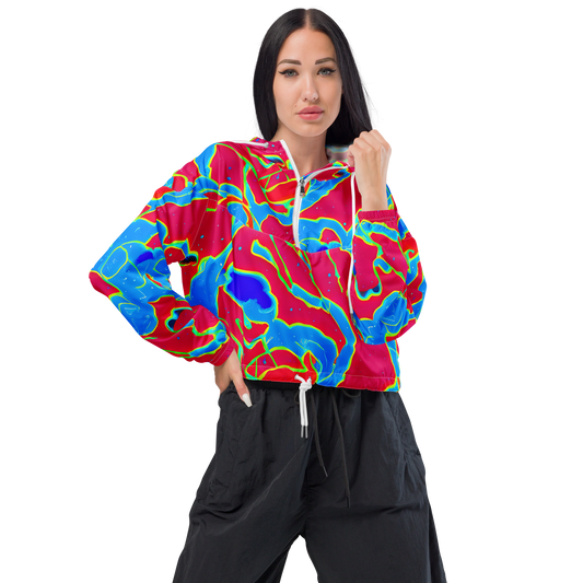 Women's Cropped Windbreaker - Electric Bloom