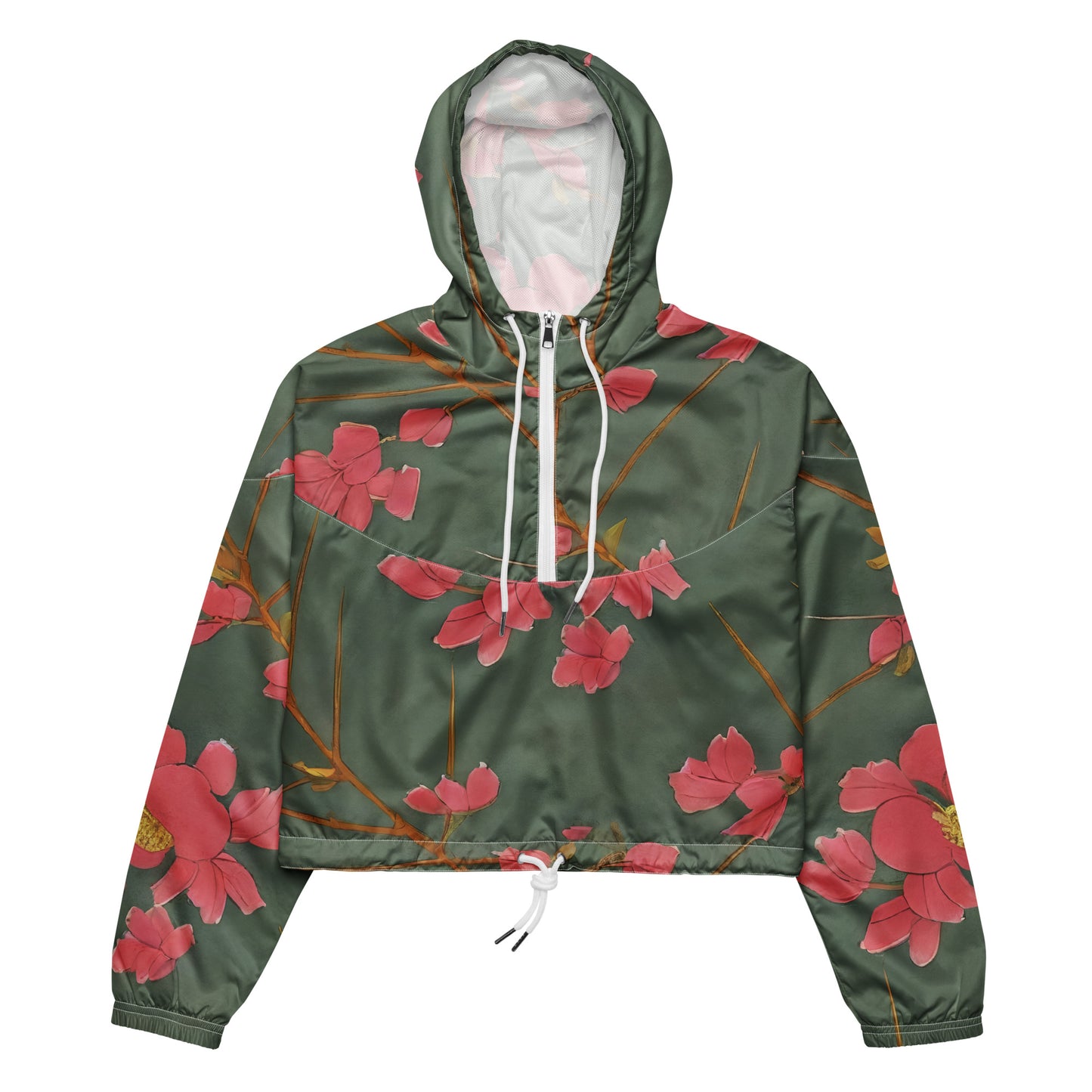 Women's Cropped Windbreaker - Petal Symphony