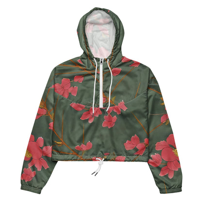 Women's Cropped Windbreaker - Petal Symphony