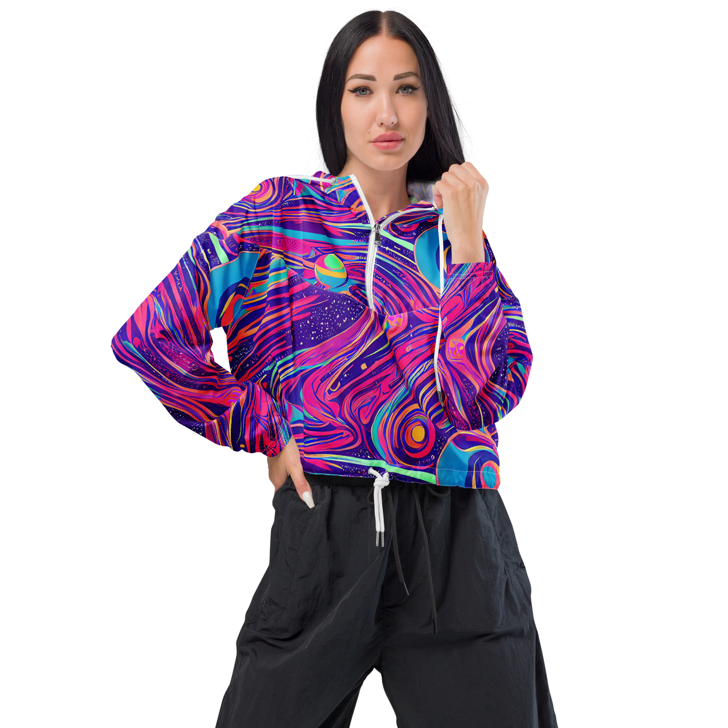 Women's Cropped Windbreaker - Nebula Noodles