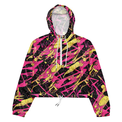 Women's Cropped Windbreaker - Galaxy Graffiti