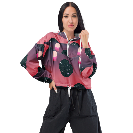 Women's Cropped Windbreaker - Dreamscape Horizon