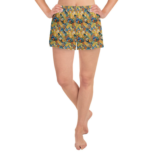 Women’s Athletic Shorts - Whimsical Feline Dance