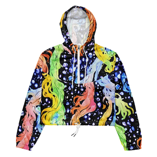 Women's Cropped Windbreaker - Celestial Serenade