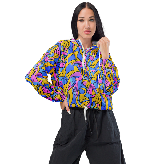 Women's Cropped Windbreaker - Cosmic Curves