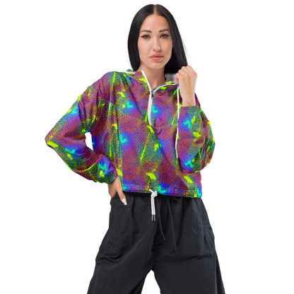 Women's Cropped Windbreaker - Prismatic Web