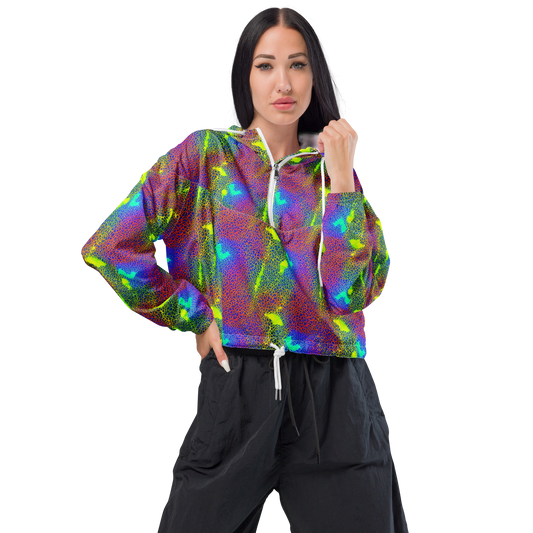 Women's Cropped Windbreaker - Prismatic Web