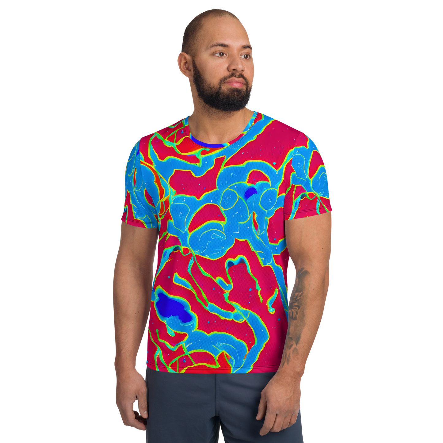 Men's Athletic T-Shirt - Electric Bloom
