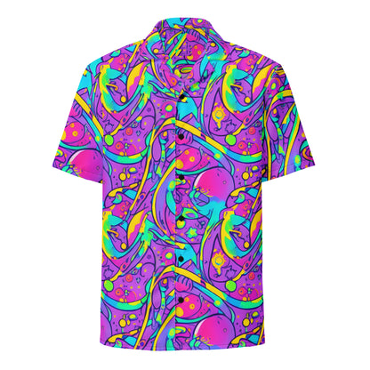 Button Shirt - Neon Galaxy Whirl