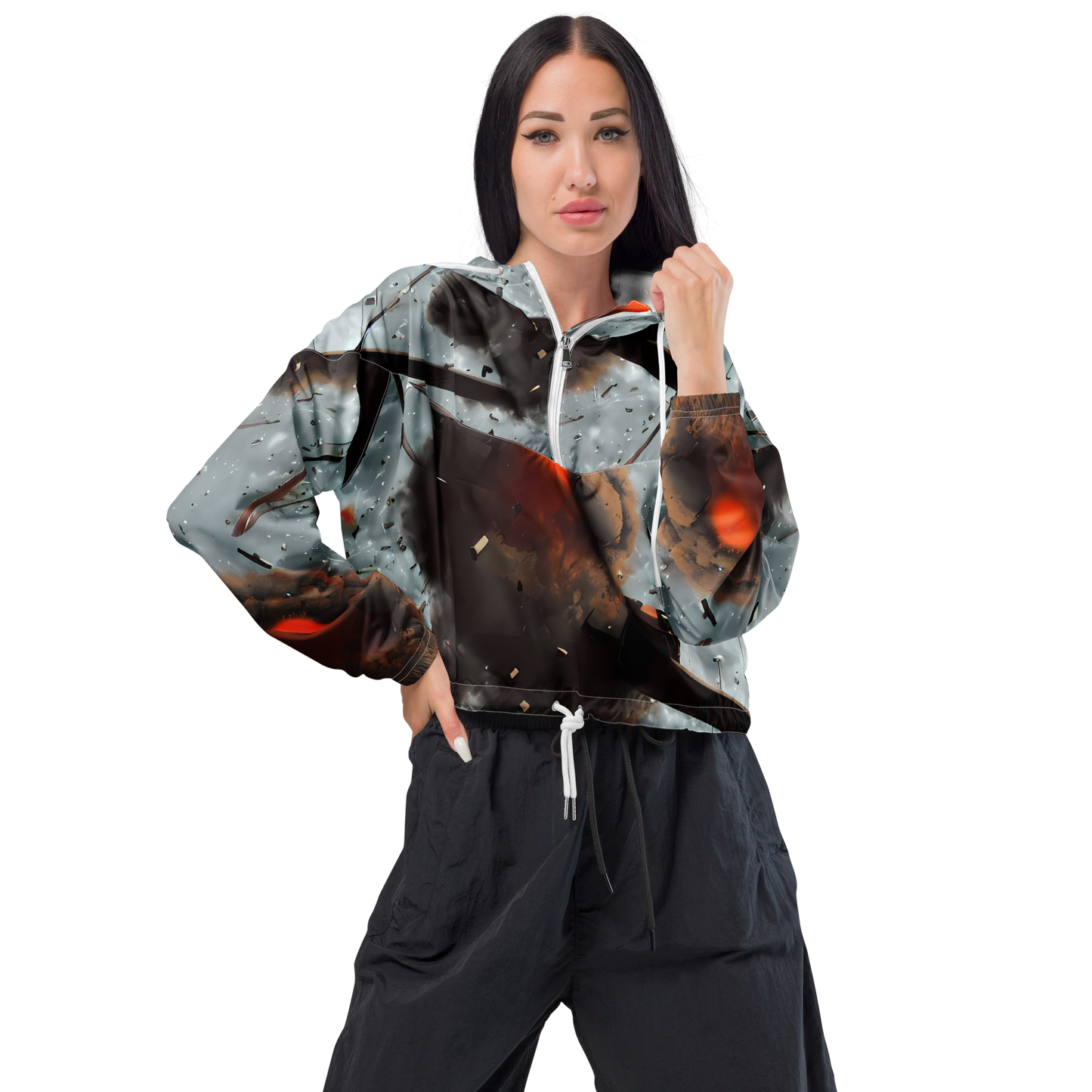 Women's Cropped Windbreaker - Celestial Collision