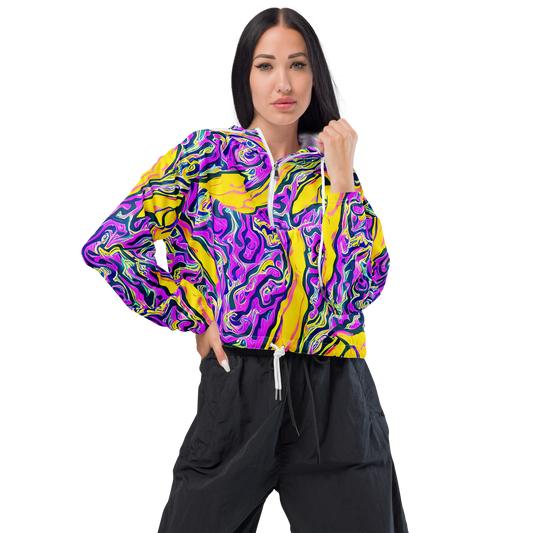 Women's Cropped Windbreaker - Zenith Waves