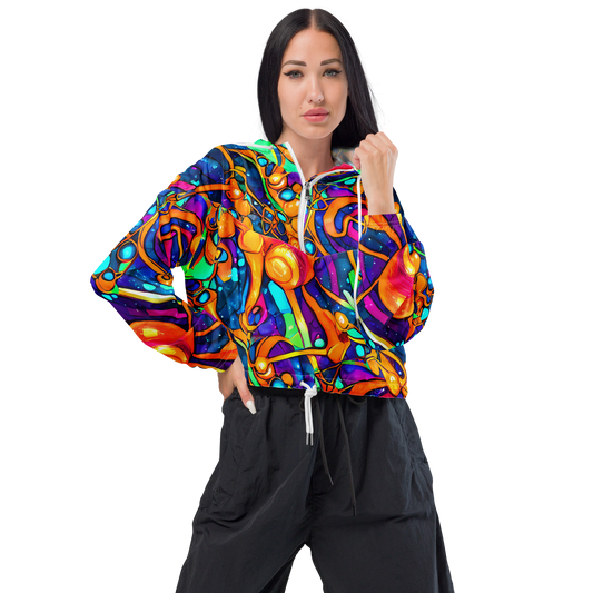 Women's Cropped Windbreaker - Iridescent Nebula