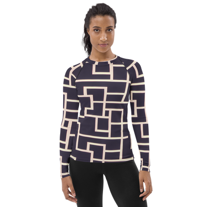 Women's Rash Guard - Gilded Gridlock