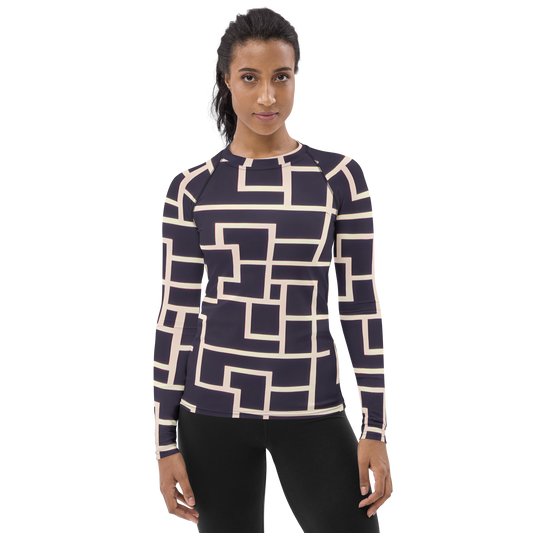 Women's Rash Guard - Gilded Gridlock