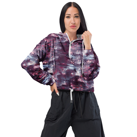 Women's Cropped Windbreaker - Twilight Fortresses