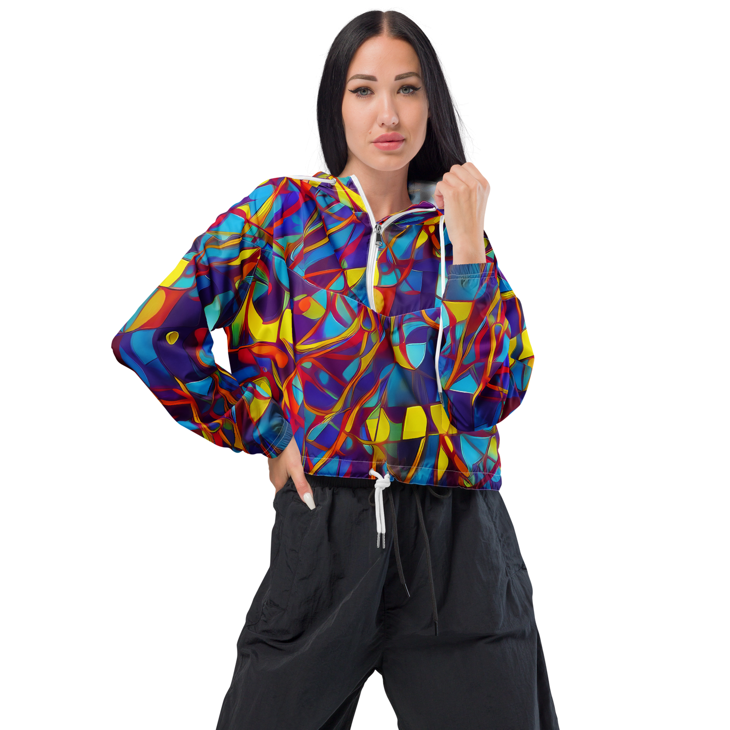 Women's Cropped Windbreaker - Flickering Dreams