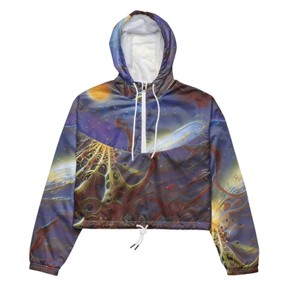 Women's Cropped Windbreaker - Stellar Drifters