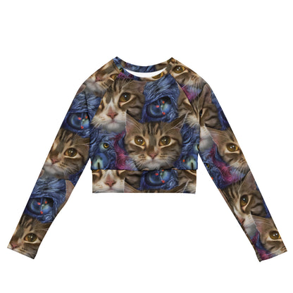 Long Sleeve Crop Top - Feline Fantasy