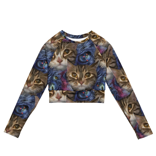 Long Sleeve Crop Top - Feline Fantasy