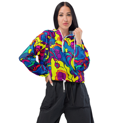 Women's Cropped Windbreaker - Colorful Chaos