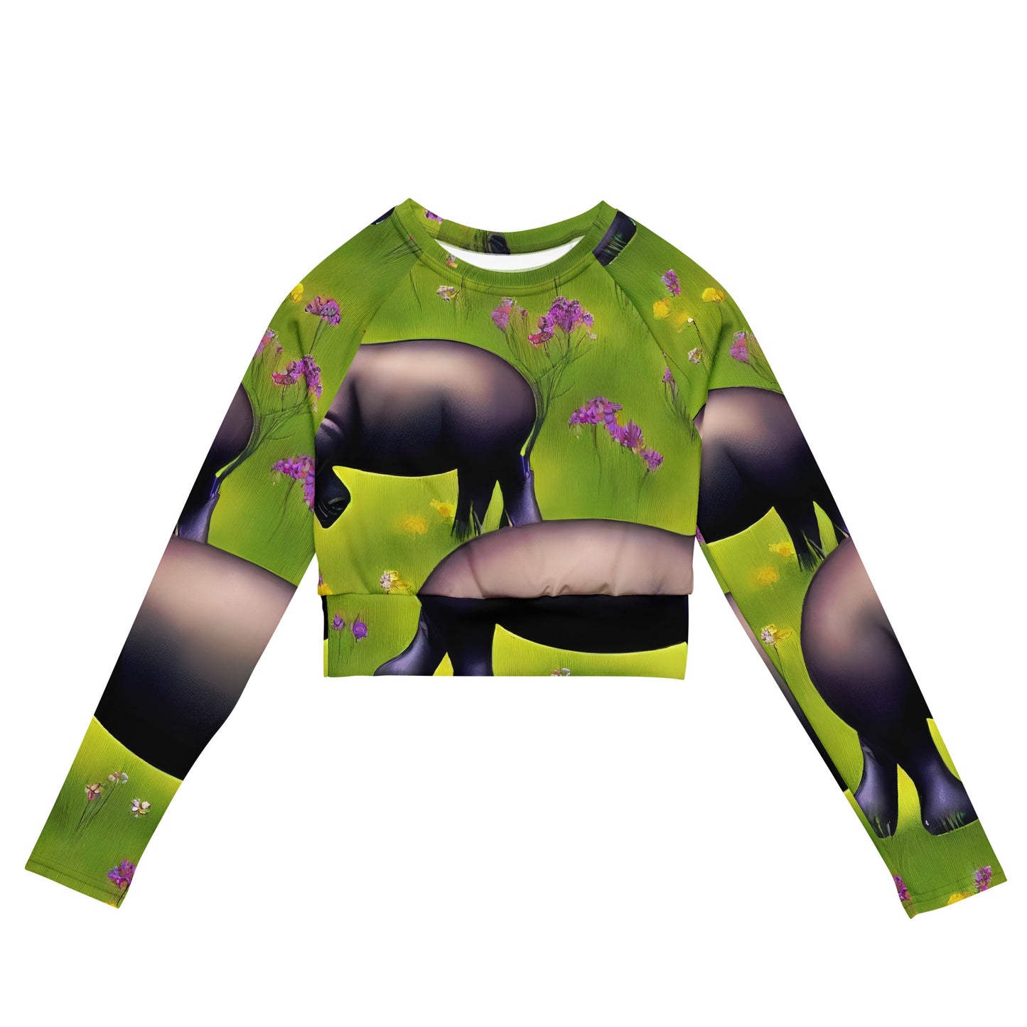 Long Sleeve Crop Top - Verdant Safari