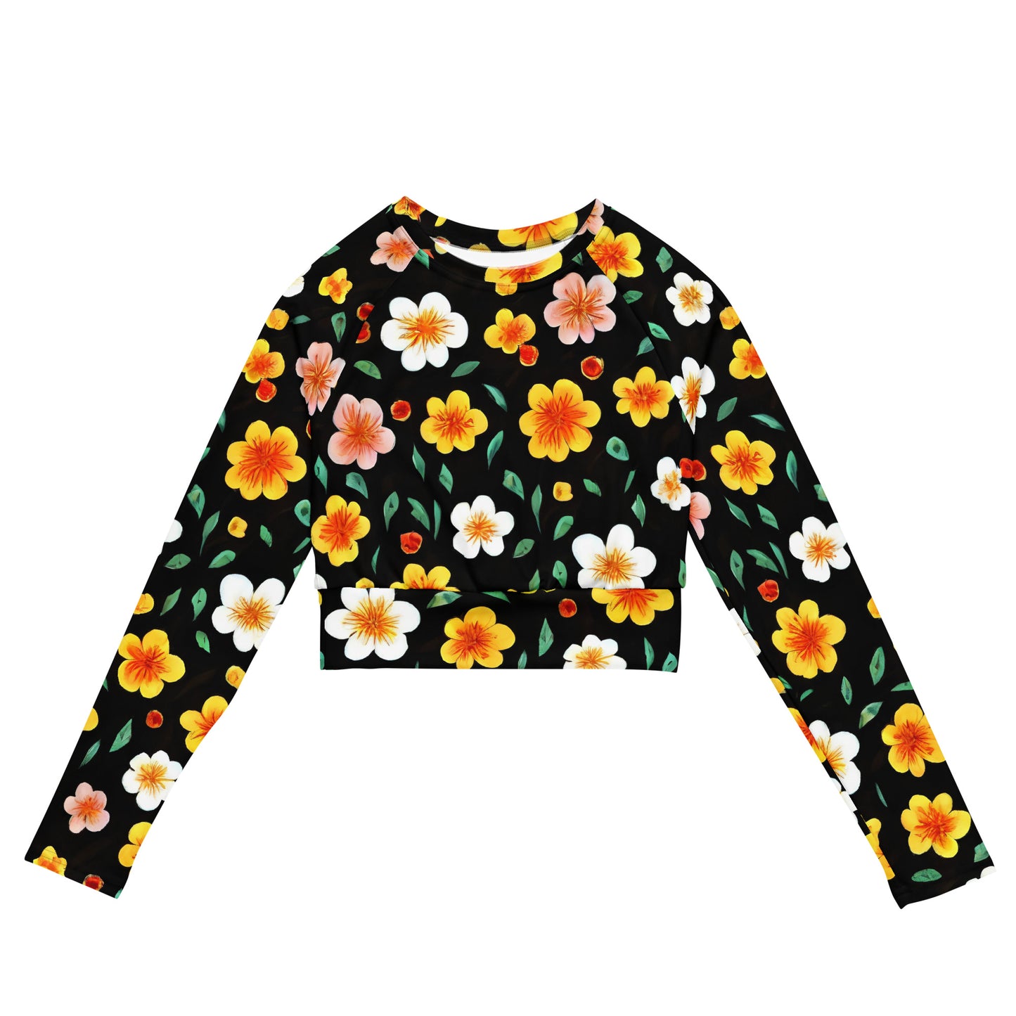 Long Sleeve Crop Top - Sunlit Blossoms