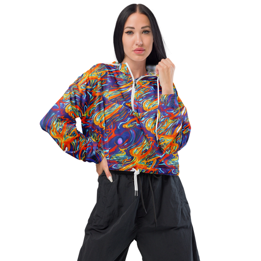 Women's Cropped Windbreaker - Galactic Ember