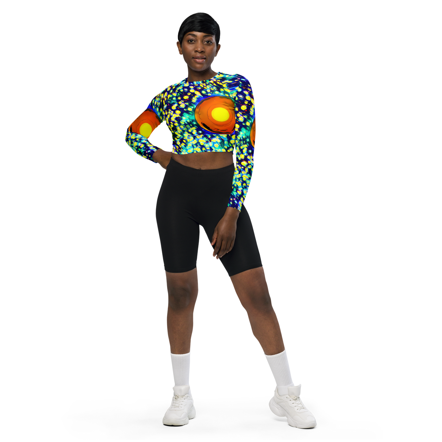 Long Sleeve Crop Top - Illuminated Whirl