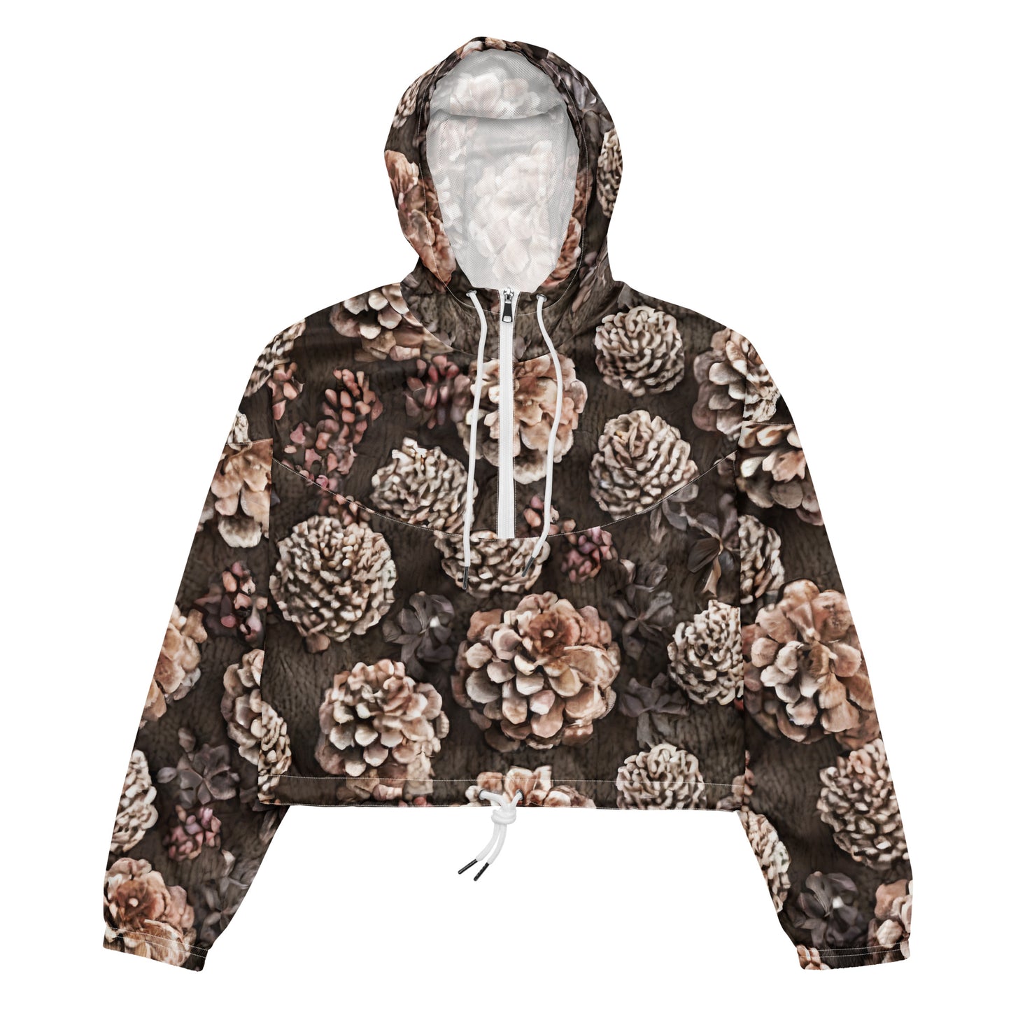 Women's Cropped Windbreaker - Pine Cone Reverie