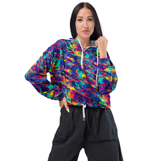 Women's Cropped Windbreaker - Spectrum Streaks