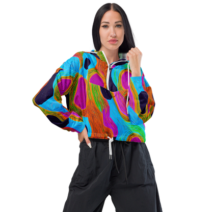 Women's Cropped Windbreaker - Galactic Harmony