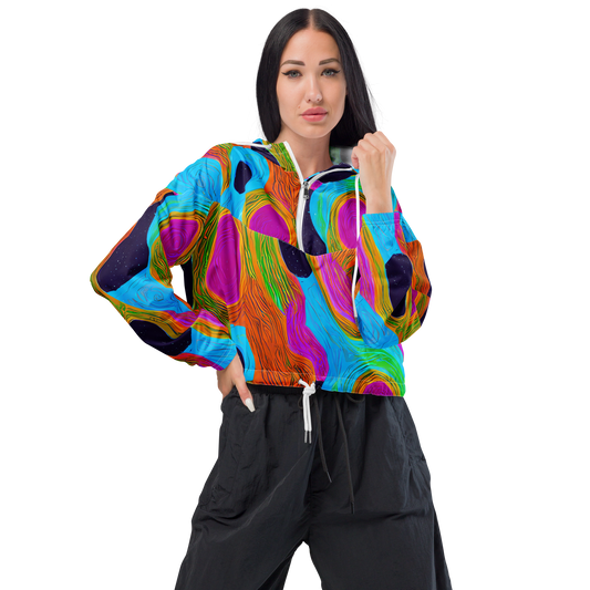 Women's Cropped Windbreaker - Galactic Harmony