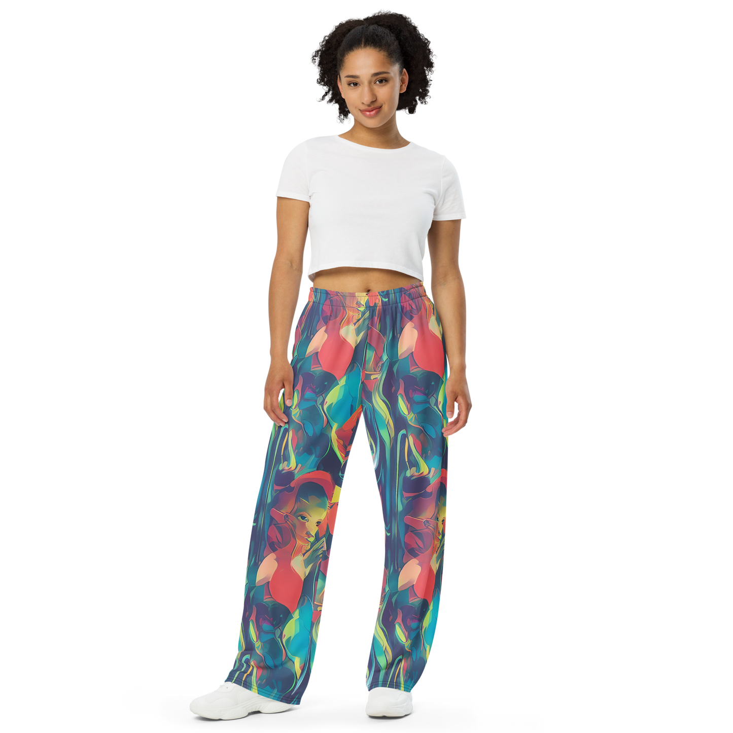 Wide-Leg Pants - Neon Aurora