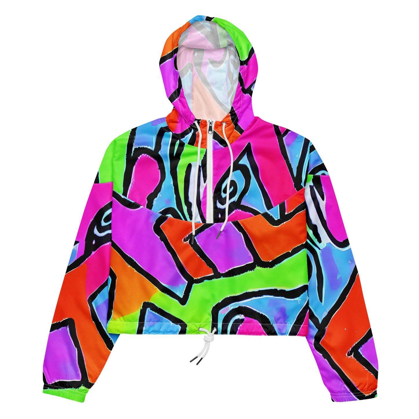 Women's Cropped Windbreaker - Electric Mosaic