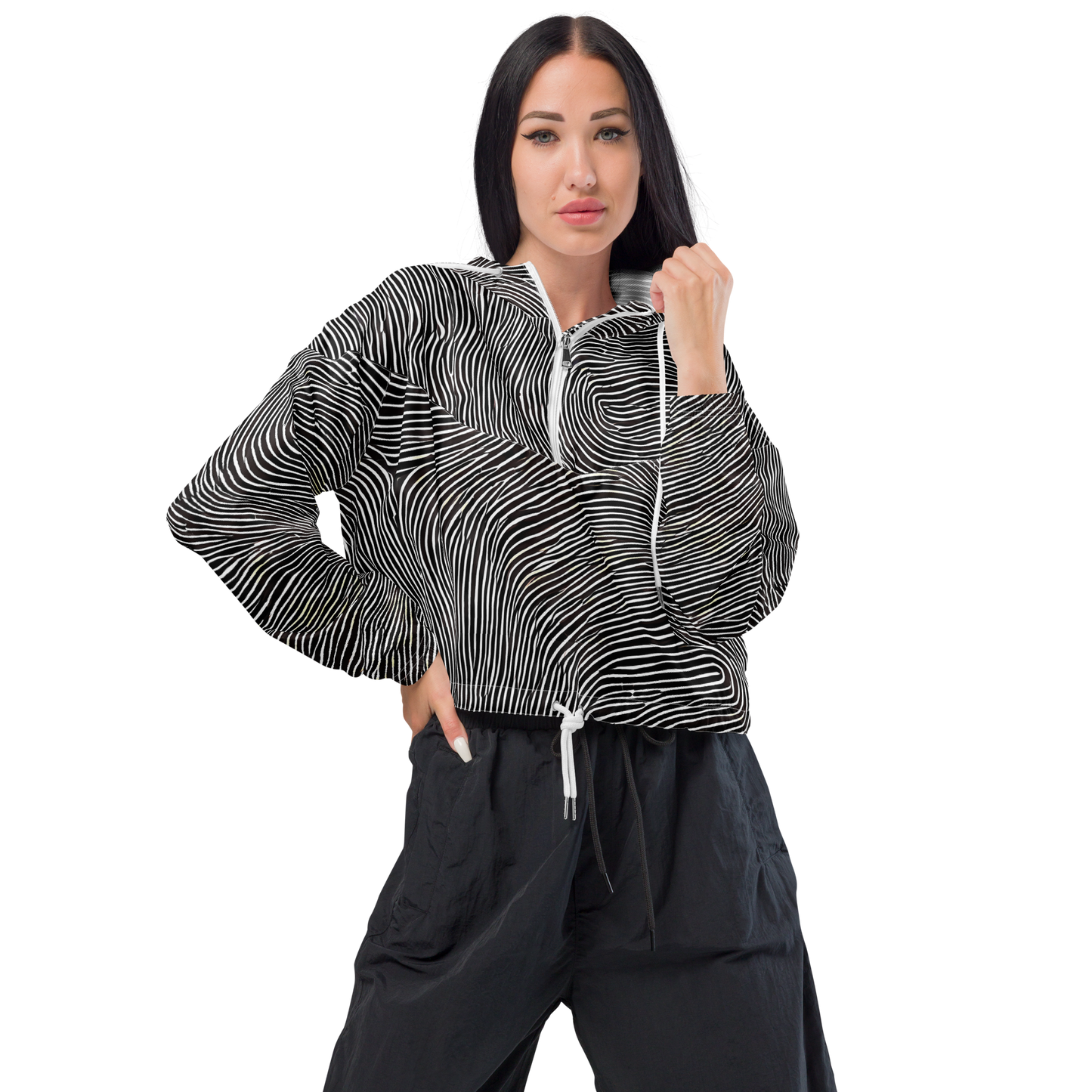 Women's Cropped Windbreaker - Silent Currents