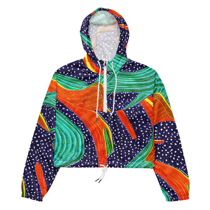 Women's Cropped Windbreaker - Jungle Zephyr