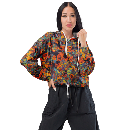 Women's Cropped Windbreaker - Galactic Faces