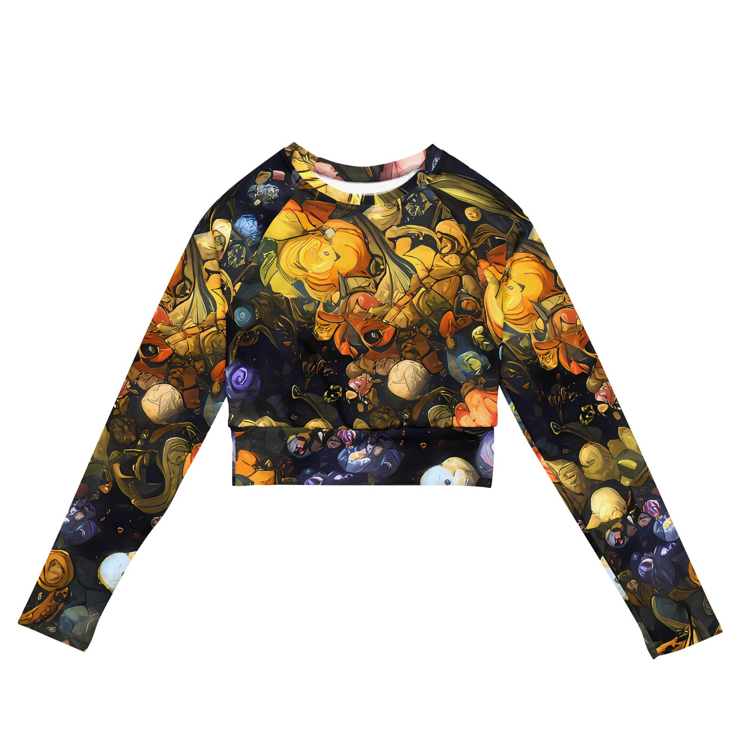 Long Sleeve Crop Top - Baroque Blossom