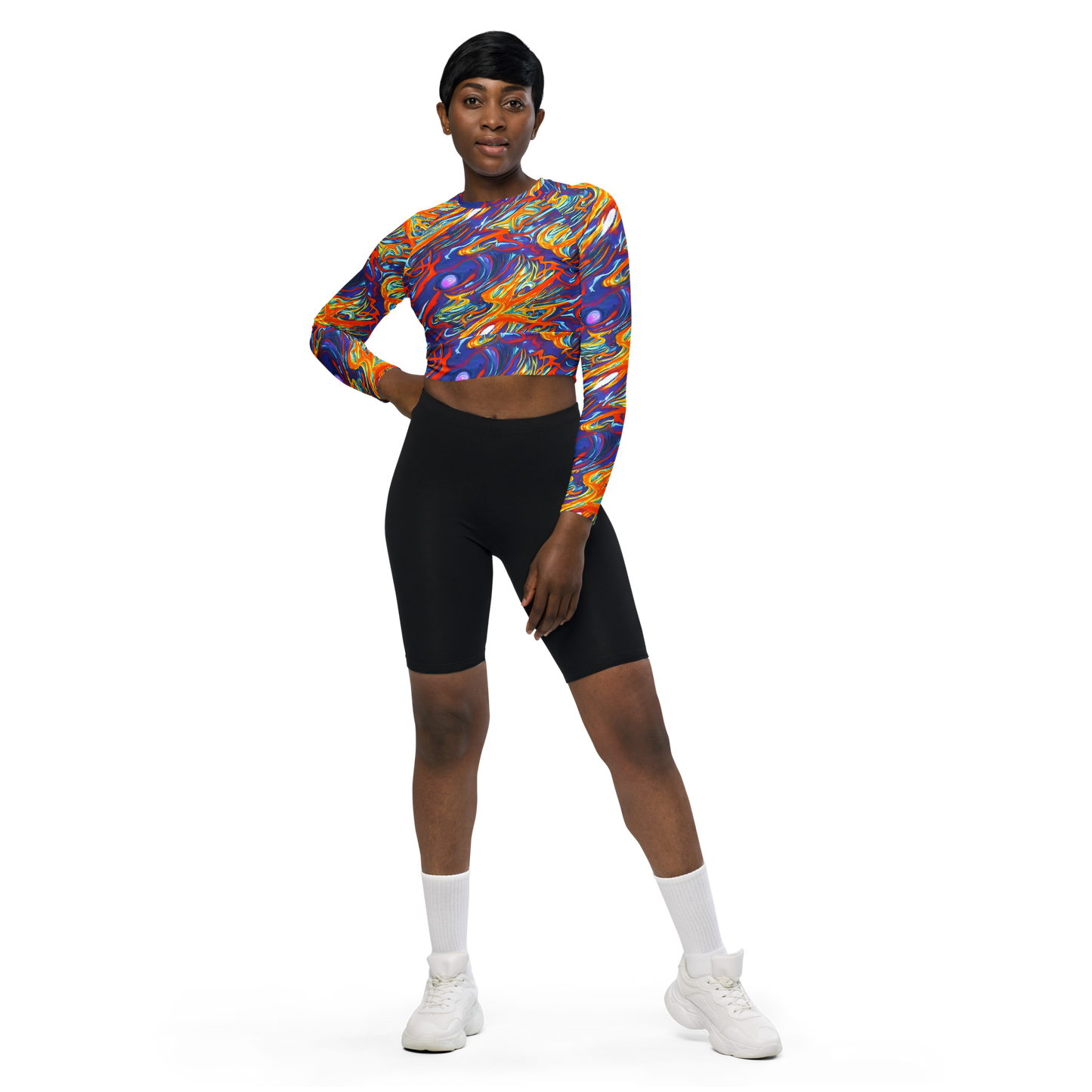 Long Sleeve Crop Top - Galactic Ember