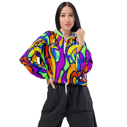 Women's Cropped Windbreaker - Kaleido Fish