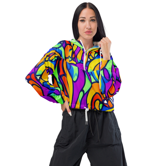 Women's Cropped Windbreaker - Kaleido Fish