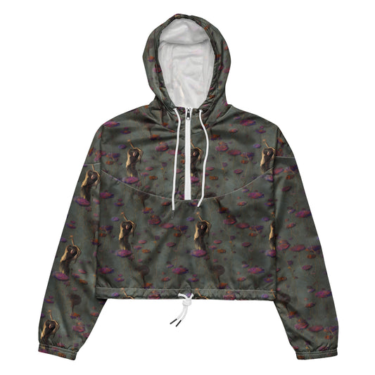 Women's Cropped Windbreaker - Ethereal Bloom