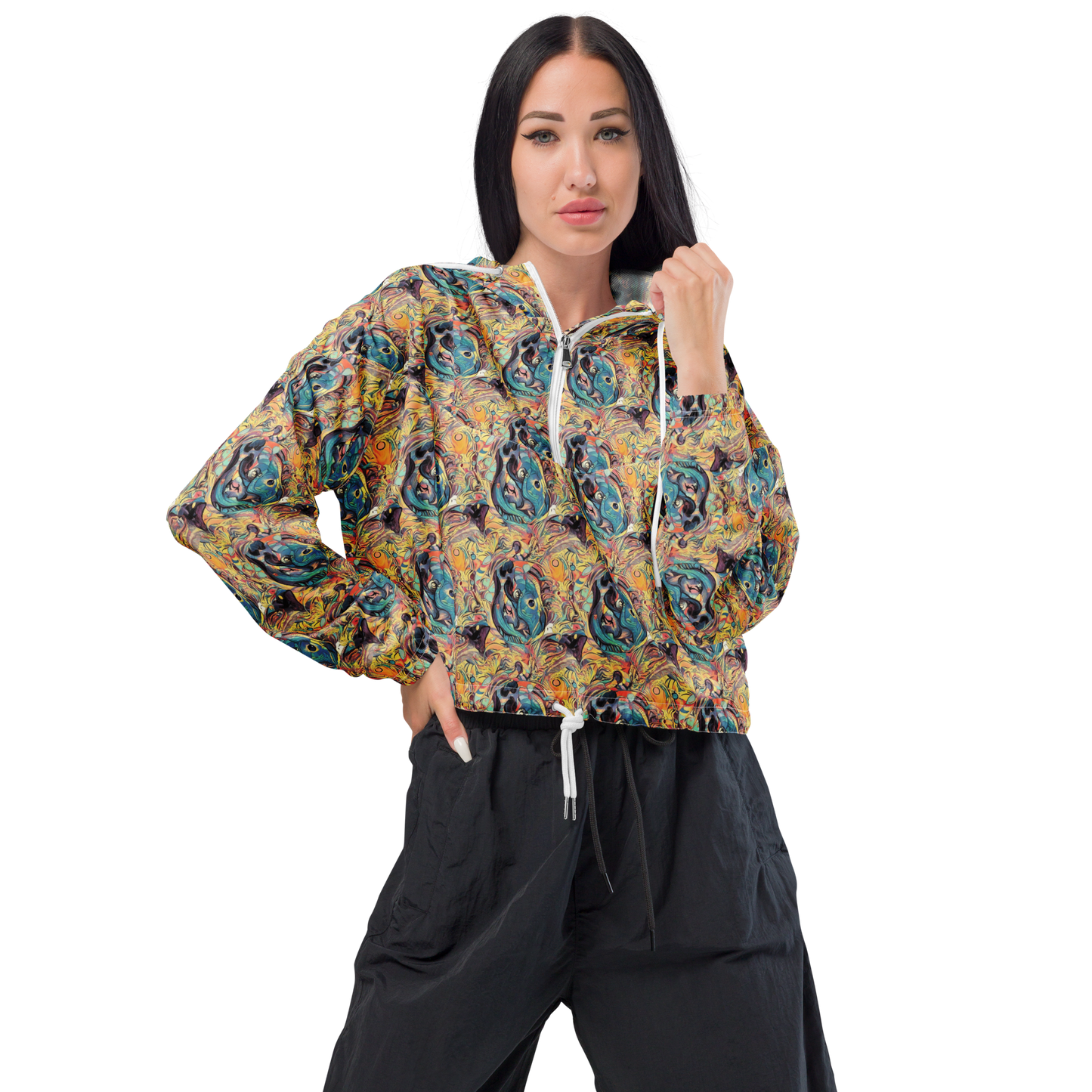 Women's Cropped Windbreaker - Harmonic Dream