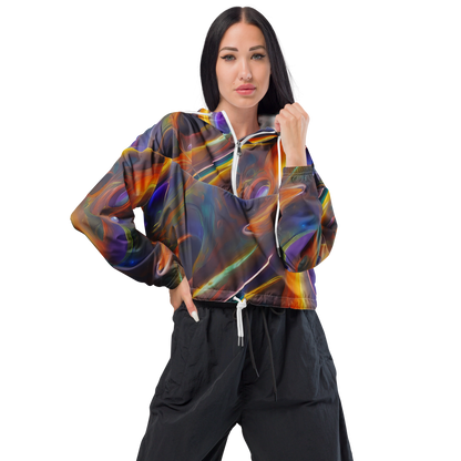 Women's Cropped Windbreaker - Pre-Raphaelite Ripple