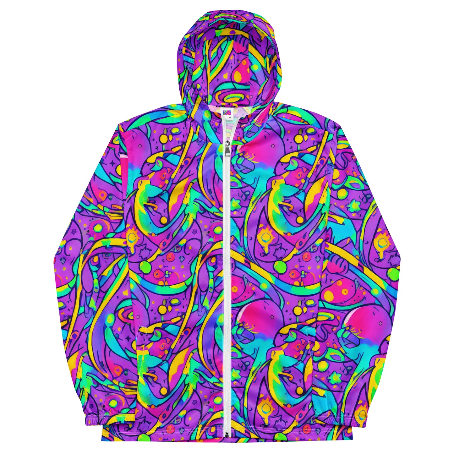 Men's Windbreaker - Neon Galaxy Whirl