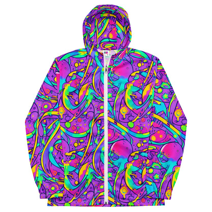 Men's Windbreaker - Neon Galaxy Whirl