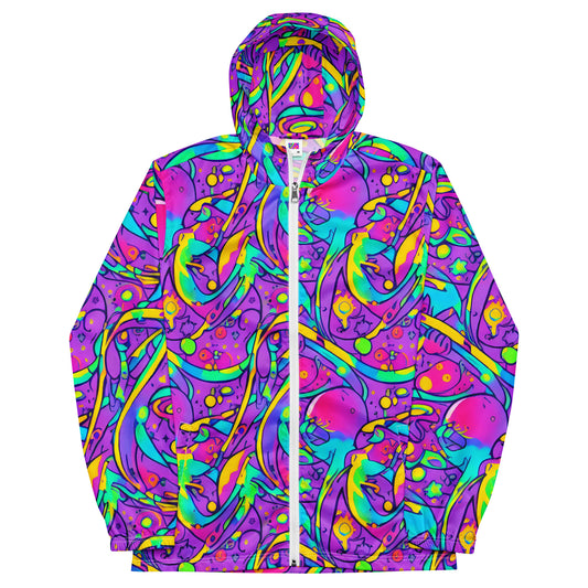 Men's Windbreaker - Neon Galaxy Whirl