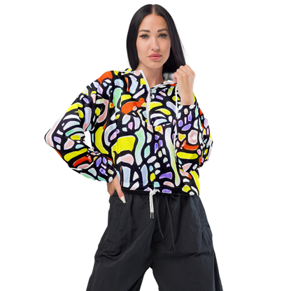 Women's Cropped Windbreaker - Cubist Carousel