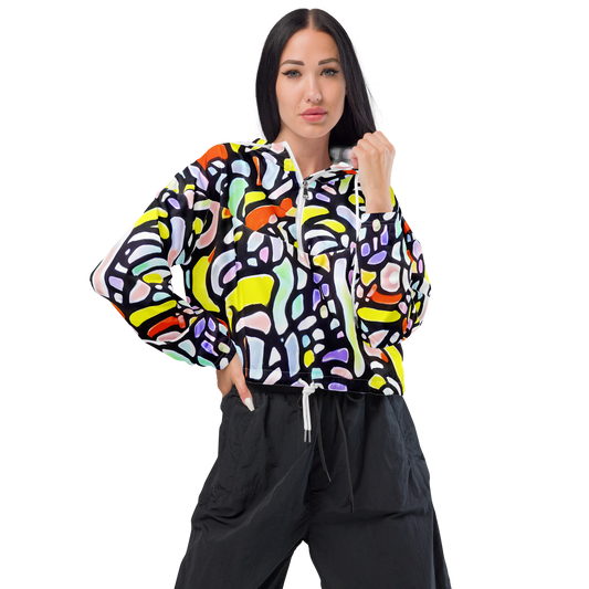 Women's Cropped Windbreaker - Cubist Carousel